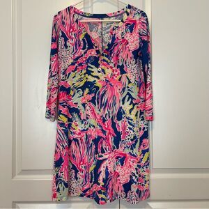 Lilly Pulitzer Banyan Dress Size XS Indigo Sunken Treasure 100% Pima Cotton